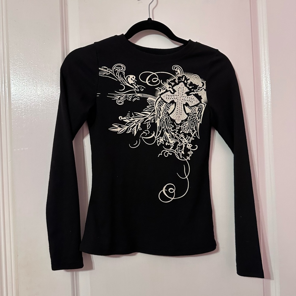 black long sleeve cross shirt